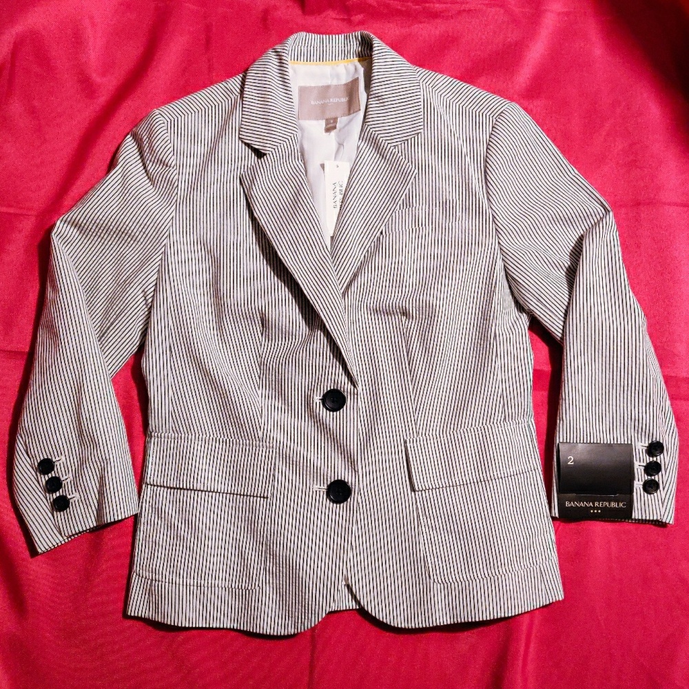 Banana Republic Cropped Pinstripe Blazer Jacket